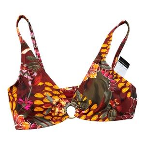 Sofia by Sofia Vergara Floral Bikini Top - Red and Orange